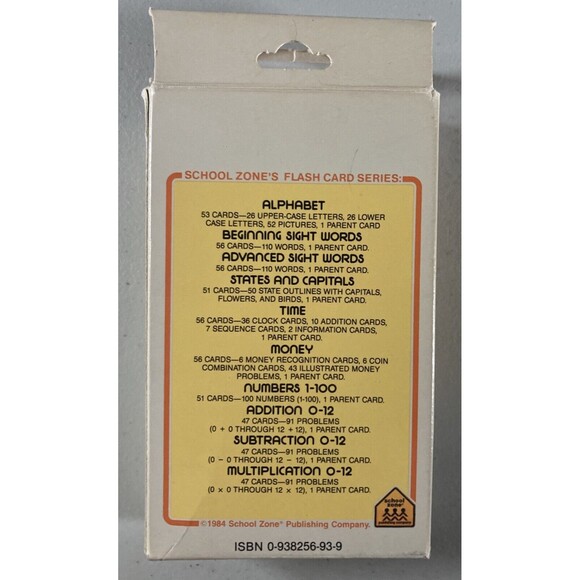 Multiplication 0-12 Math Flash Cards by School Zone (1984) • Educational - Picture 2 of 2